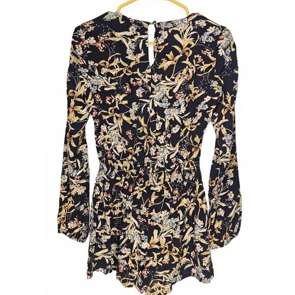 Jessica Simpson Dark Blue Floral Print Long Sleeve Romper Size XS - Picture 1 of 6